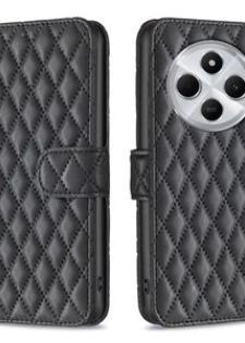 Pour Redmi 14C 4G, Étui de téléphone en cuir à rabat portefeuille en motif diamant (Noir)
