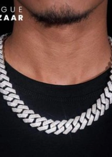 VOGUE BAZAAR Collier maillon cubain pour hommes 15MM 50CM argenté chaîne Hip Hop Punk u...