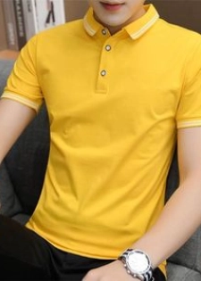 MAIDAOFZ T-shirt Polo Hommes Manches Courtes-02-jaune