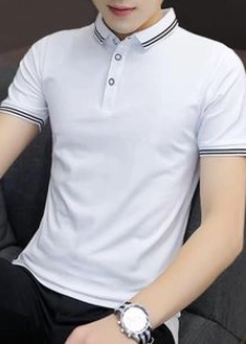 MAIDAOFZ T-shirt Polo Hommes Manches Courtes-02-BLANC