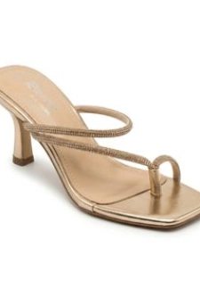 Roccoco Sandales �� Talon avec Strass pour Femme - Doré