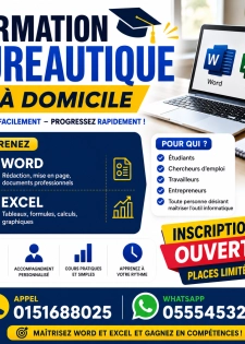   💼 FORMATION BUREAUTIQUE À DOMICILE – WORD & EXCEL (DÉBUTANTS)