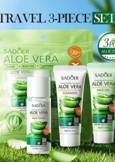 SADOER Pack Voyage Aloe Vera - Nettoyant, Toner & Gel Hydratant (3 Pieces)