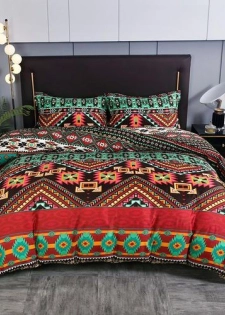 2 pièces housse de couette bohème + taie d"oreiller, ensemble de couette en microfibre