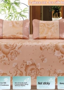 Ensemble de literie trois pièces - draps d"été en soie glacée - tapis rafraîchissant-couvr