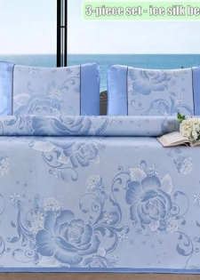 Ensemble de literie trois pièces - Draps en soie glacée d"été - tapis de refroidissement-c