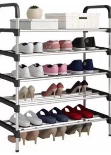 CYFAZA Étagère à Chaussures, 5 Niveaux, Rangement De Chaussures Chambre à Coucher, Noir