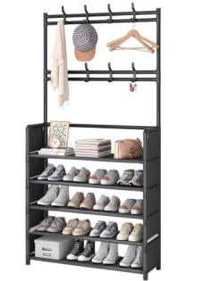 CYFAZA Étagère à Chaussures Multifonctionnelle - 5 étages - Noir