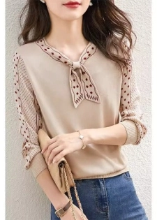 Importé - Chemiser Femmes Col En V Manches Longues Style Pull