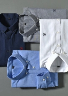 Importé - Chemise Oxford Coton Homme Brodée Manches Longues
