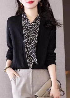 Importé - Chemiser Femmes Col En V Style Pull A Manches Longues