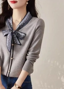 Importé - Chemiser Femmes Col En V Style Pull Tricotés A Manches Longues