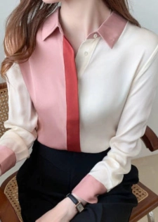 Importé - Chemisier Femme  Manches Longues Tendance En Mousseline De Soie