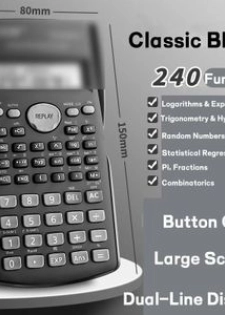 Calculatrice scientifique avec fonctions multiples, couvercle et design compact