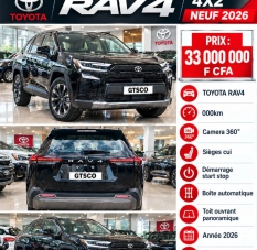 Toyota RAV4 neuf 4x2 année 2026 caméra 360° full options 