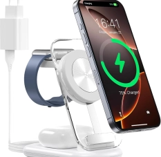 Chargeur sans Fil 3 en 1 pour Mag-Safe, Chargeur magnétique sans Fil Pliable et réglable,
