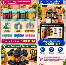 Boîtes cuisine : lot 4 + set 7 à 5000 FCFA