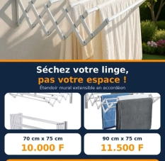 Étendoir mural extensible accordéon – gain de place